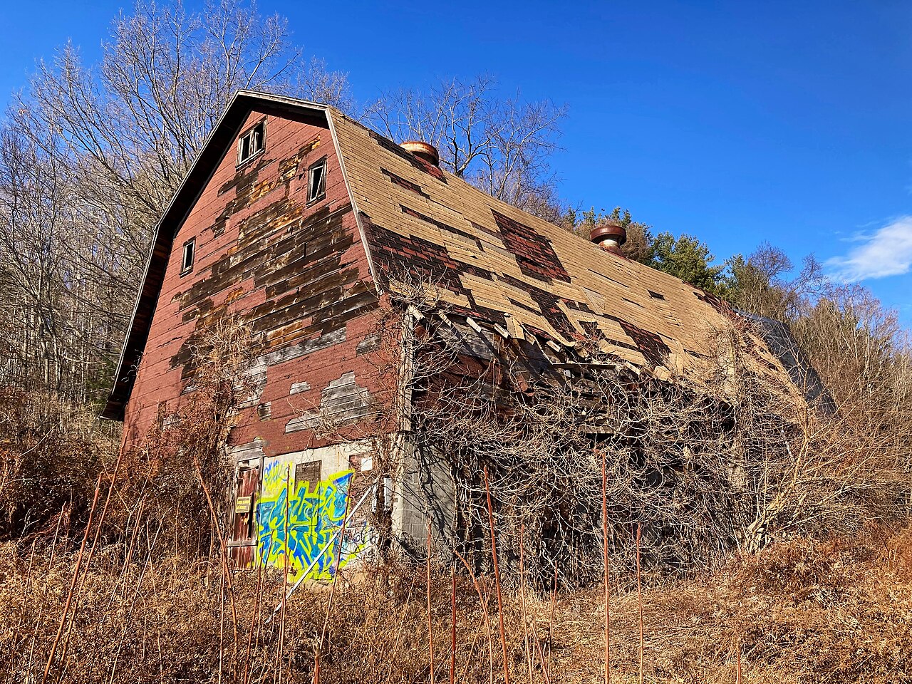 Historic dairy barn at Werner's Woods in Canton, Connecticut